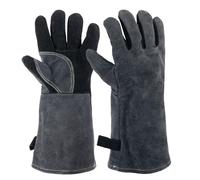 Vlecexs 1 Paire Gants de Barbecue, Gants de Four Résistant à la Chaleur, Gants Anti Chaleur de Barbecue en Cuir pour Four Barbecue Soudure Cheminée Feu
