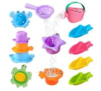 Vlecexs 10 Pièces Jouet Natation Pluie Douche Baignoire Jouet Bain Enfants Garçons Filles 1 2 3 4 5 Ans Bébé Tout Petit Jouet Bain Piscine Plage Sable Jouet Aquatique Tasses à Empiler Bateaux