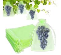 Vlecexs 100 Pièces Sachet Protection Raisin, 20 x 30 cm Sa Protection Fruits, Sachets en Organza avec Cordon de Serrage, Filet en Maille pour la Protection du Jardin