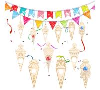 Vlecexs 12PCS Etiquettes en Bois Bricolage Bois Confettis en Bois Ensemble Cadeau Enfants Noël Décoration Sacs Ecole Rentrée Scolaire Fête Anniversaire Décoration Chambre Jardin Maison