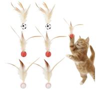 Vlecexs 6pcs Chat Jouet Balle Plume Balles Mobiles Boules Gonflables Caoutchouc Amusant Elastique Jouets Rebondissants Boules Jouet Sport Balles Chaton Balle Jeu Interactif Intérieur Extérieur