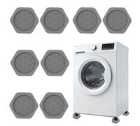 Vlecexs 8pcs Tapis Antivibratoire Antidérapant Tapis Silicone Antibruit Pied Machine Laveuse Sécheuse Réfrigérateur Réduction Bruit Réduction Vibrations Maison Stable Hexagonal Gris