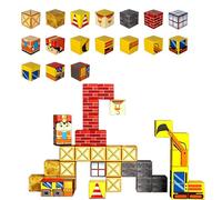 Vlecexs Blocs Construction Magnétiques Blocks Box 35 Pcs STEM Jouet Magnétique Montessori Excavator Set Jouets Enfants 3 4 5 6 7 8 9 10 Ans Boîte Portable en Fer Jouets Magnétiques Voyage