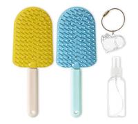 Vlecexs Brosse à Poils 2 en 1 Chien Chats Cheveux Courts Poil Longs Peigne Massage Toilettage Autonettoyante Accessoires Animaux Élimine Les Poils Morts avec Boîte Transparente Jaune+Bleu