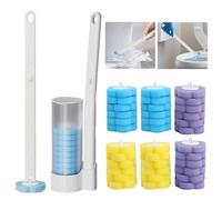 Vlecexs Brosse Toilette Brosse WC 36 Pièces Recharges Détergent Support Evier Poignée Extension Suspension Set Salle de Bains Nettoyage Toilette Baignoire Plancher Maison Appartement Blanc