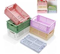 Vlecexs Caisse Pliable Plastique, 6 Pièces Mini Cagette Plastique Caisse de Rangement Panier Pliable avec Poignée pour Cuisine, Bureau, Chambre à Coucher, Salle de Bain, Armoire, Tiroir, 15x10x5,8cm