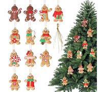 Vlecexs Décorations de Sapin de Noël, 12 Pièces Decoration de Noel Bonhomme en Pain d'Epice, Christmas Tree Decorations, Pendentif de Décorations Suspendues de d'arbre de Noël Ornements