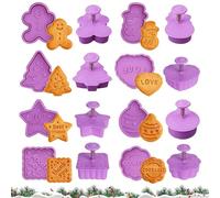 Vlecexs Emporte Piece Noel, 8 Pièces Moule à Biscuits de Noël, Emporte-pièces 3D en Plastique, Emporte Pièce Enfants, Christmas Cookie Cutter pour Décoration de Fondant, Biscuit, Cookie, Gâteau