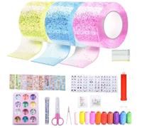 Vlecexs Kit de 57 pièces à bulles Nano Tape pour enfants, Nano Tape Elastic Bubble DIY Craft Gonflables Nano À Bulles DIY Kit pour Soulager le Stress et le Plaisir