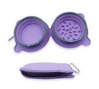 Vlecexs Mangeoire Abreuvoir 2 en 1 Pliable Résistant Chien Chat Chien Double Bol Gamelle Pliable Animaux Silicone Feeder Portable Ville Promenade Randonnée Camping Violette