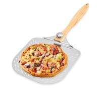 Vlecexs Pelle a Pizza, Pelle à Pizza Perforée en Aluminium, Pelle à Pizzaiolo en Acier Inoxydable avec Poignée Amovible, Pelle à Pizza Avec en Bois Pliable pour Cuisson de Pizzas, Pain
