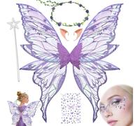 VLEDARLING Dames Filles Ailes De fée Ailes D'ange Scintillantes Ailes féériques Ailes de Papillon Ailes de fée papillon Ailes d'Anges Ailes de Filles Ailes de Fée pour Enfants (Violet)