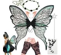 VLEDARLING Dames Filles Ailes De fée Ailes D'ange Scintillantes Ailes féériques Ailes de Papillon Ailes de fée papillon Ailes d'Anges Ailes de Filles Ailes de Fée pour Enfants (Noir)