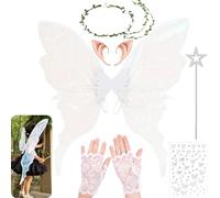 VLEDARLING Dames Filles Ailes De fée Ailes D'ange Scintillantes Ailes féériques Ailes de Papillon Ailes de fée papillon Ailes d'Anges Ailes de Filles Ailes de Fée pour Enfants (Blanc)
