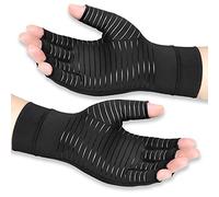 Vlela Gants de compression en cuivre pour l'arthrite et l'arthrite - Soulagent les douleurs à la main - Gonflement et tunnel carpien - Sans doigts - Soutien pour les articulations - Petit, Noirs