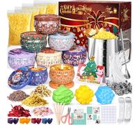 Vleuexe Kit de Fabrication de Bougies,Kit Parfumées DIY Bougies,Noël Coffret Cadeau,les boîtes à Bougies,30 mèches de Bougie,Pot de Fabrication,colorant bougie,Kit Bougie Activité Manuelle Adulte Noël