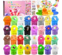 Vleuexe Kit Slime Fluffy pour enfants,36 pcs Mini Slime kit Butter Slimes Breloques de Mini Slimes,Cotillons deSlime Parfumés,Jouet de Mastic Anti-Stress le Slimede Bricolage Déjà Fait Cadeau Jouet