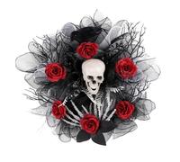 VlHpnpe Bandeau mystique d'Halloween rose et squelette doux avec tête de mort pour événement à thème Halloween tête de mort rose