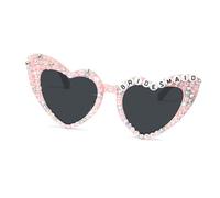 VlHpnpe Lunettes de fête en forme de cœur décorées pour anniversaire, enterrement de vie de jeune fille, accessoires photo pour femme, accessoires d'anniversaire