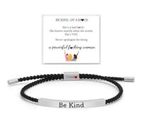 VLIEGEN Be Kind of a B Tube Bracelet réglable en acier inoxydable fait à la main gravé à la main pour femme à ma fille/meilleure amie, 42cm, Acier inoxydable, Pas de gemme
