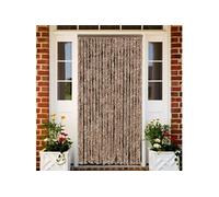 Vliegengordijn 90x200 cm chenille beige en donkerbruin377320