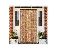 vidaXL Rideau Anti-mouches, Store Anti-insectes avec Crochet, Rideau de Porte Longueur et Largeur Réglables, Ocre et Blanc 90x200 cm Chenille