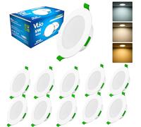 Vlio Spot LED Encastrable Dimmable 68mm 5W, Blanc Chaud 3000K Blanc Neutre 4000K Blanc Froid 6000K Réglable, Spot LED Salle de Bain IP44 Etanche pour Salon Cuisine, Lot de 10