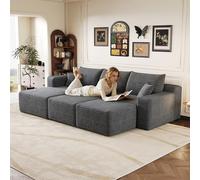 VLIVRA Canapé d'angle modulaire en forme de U - 241 cm - XXL - Sans montage - Gris
