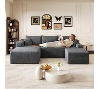 VLIVRA Canapé d'angle modulaire en forme de U - 241 cm - XXL - Sans montage - Gris