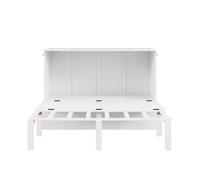 VLIVRA Lit escamotable Double, Rabattable Vertical, Rangements Bas, 140×200 cm, sans Matelas - Bois Blanc