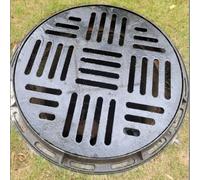 VLKLPZAHAK Grille De Drainage Avec Cadre Couvercle De Regard Ronds Grilles De Drainage D'égout En Fonte, Grilles De Vidange Et Cadre, Couvercle De Drain Extérieur(50x60cm-19.6x23.6in)