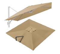 VLKLPZAHAK Parasol De Jardin Rectangulaire Toile De Rechange 300x400cm Auvent De Rechange pour Déporté Parasol 8 Baleines, Tissu De Rechange pour Parasol De Table(Khaki,4x3m (13x9.8ft))