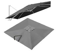 VLKLPZAHAK Parasol De Jardin Rectangulaire Toile De Rechange 300x400cm Auvent De Rechange pour Déporté Parasol 8 Baleines, Tissu De Rechange pour Parasol De Table(Grey,2.5x2.5m (8.2x8.2ft))