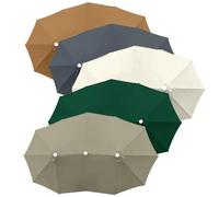 VLKLPZAHAK Toile De Remplacement Parasol Double Kaki De 4.6 M, Housse Supérieure Pour Parasol De Terrasse À 12 Baleines