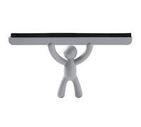 Vllcsla Raclette de nettoyage de fenêtre avec lame en caoutchouc de 25,5 cm de large - Raclette créative en silicone pour porte de douche avec poignée en forme d'homme pour fenêtre, verre (gris)