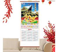 Vllold Calendrier mural chinois à défilement - Calendrier mural décoratif | Décorations traditionnelles du Nouvel An, art attrayant de 12 mois pour la maison, le restaurant, le studio