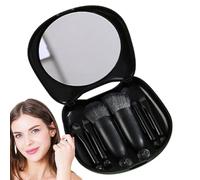 Vllold Lot de pinceaux de maquillage - Trousse d'outils de maquillage - Fournitures cosmétiques portables avec miroir en forme de chat boîte de rangement pour voyage, voyage d'affaires, trajets en