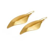 Vlnet® - Boucles d'oreilles en laiton en forme de feuille irrégulière | Fermeture à crochet | Hauteur 6,7 cm | Nickel testé | Fabrication artisanale | DD16128