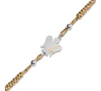 VLNET® | Bracelet avec cordon réglable beige et or | Ange et lettre en argent | L'alphabet des anges | Roberto Giannotti (L)