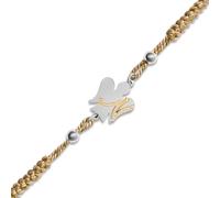 VLNET® | Bracelet avec cordon réglable beige et or | Ange et lettre en argent | L'alphabet des anges | Roberto Giannotti (N)