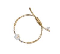 VLNET® | Bracelet avec cordon réglable beige et or | Ange et lettre en argent | L'alphabet des anges | Roberto Giannotti (A)
