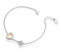 VLNET Bracelet avec cœur ajouré en argent 925, argent rosé et zircon. Collection Trilogia d'amour de Roberto Giannotti., Taglia Unica, Argent sterling, Pas de gemme