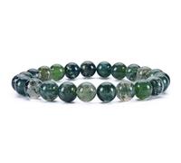 VLNET Bracelet élastique avec pierre naturelle agate musquée de 6 mm ou 8 mm | propriétés : favorise la confiance, l'espoir et la communication| Taille unique réglable, Taglia Unica, Pierre, Agate