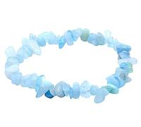 VLNET ® | Bracelet élastique avec pierre naturelle aigue-marine | Propriétés : porteur de joie et de créativité | Taille unique réglable | unisexe