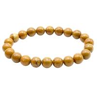 VLNET Bracelet élastique avec pierre naturelle bois fossile de 6 mm ou 8 mm | pierre d'enracinement qui favorise la stabilité, le calme et la patience | Taille unique réglable, Taglia Unica, Pierre