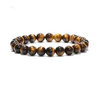 VLNET Bracelet élastique avec pierre naturelle œil de tigre de 6 mm ou 8 mm | pierre de protection, courage et clarté mentale | Taille unique réglable, Taglia Unica, Pierre, œil de tigre