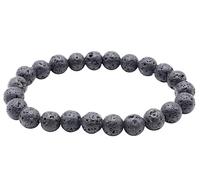 VLNET Bracelet élastique avec pierre naturelle pierre lave de 6 mm ou 8 mm | propriétés : enracinement, stabilité, protection et transformation | Taille unique réglable, Taglia Unica, Pierre, Pierre