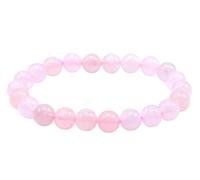 VLNET Bracelet élastique avec pierres naturelles de quartz rose de 6 mm ou 8 mm | propriétés apaisantes, anti-stress, apporte positivité | tg unique | unisexe, Taglia Unica, Pierre, Quartz