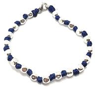 VLNET ® | Bracelet Spadarella unisexe | Argent 925 + Coton Nautique Bleu | Pépites Diamètre 6 mm | Fabriqué à la main en Italie | Longueur 19 cm