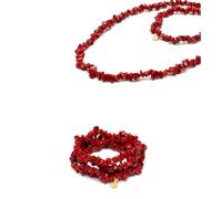 VLNET® Bracelet Vestopazzo - Collier élastique | Turquoise et corail | Longueur 38 cm | Laiton, Verre et Céramique | Artisanat | Collection Corail (CORALLO)
